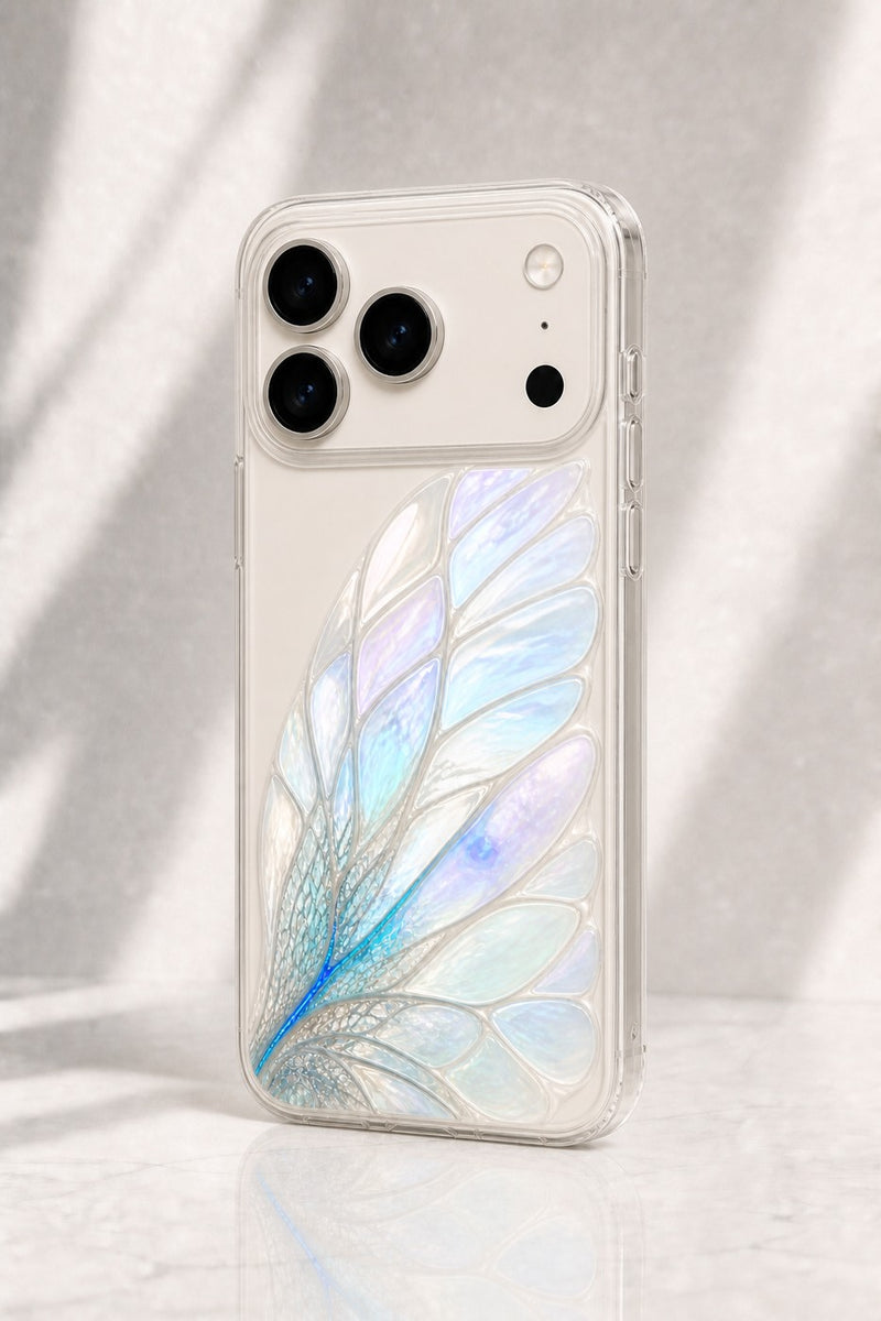 Opaline Wing 綺麗な羽根クリアスマホケース